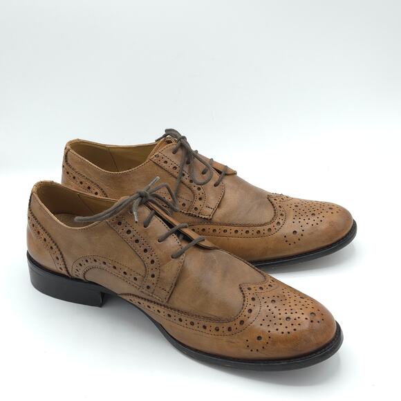 Vero Cuoio Men’s Size EU 42 US 9 wing tip brown tan dress  shoes  Made in Italy main image 4